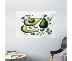 Tropical Fruit Elements Wide Tapestry