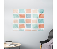 Pale Mosaic Squares Wide Tapestry