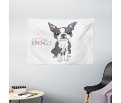 Naive Puppy Face Wide Tapestry