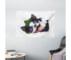 Cheerful Terrier Wide Tapestry