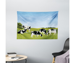Graphic Domestic Cows Wide Tapestry