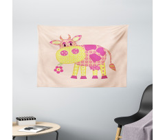 Childish Patchwork Cow Wide Tapestry