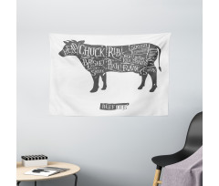 Hand-Drawn Butcher Cuts Wide Tapestry