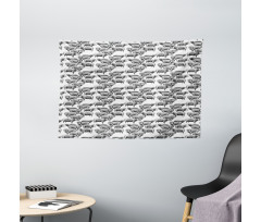 Vintage Sketch Sheep Wide Tapestry