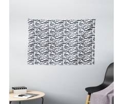 Silhouette Farm Animals Wide Tapestry