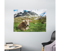 Alpine Mountain Milk Cow Wide Tapestry