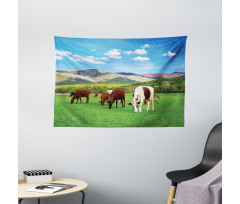 Cow Nature Composition Wide Tapestry