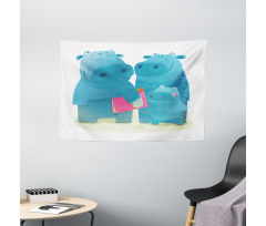 Graphic Happy Family Wide Tapestry