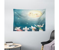 Mouse Crowd Full Moon Wide Tapestry