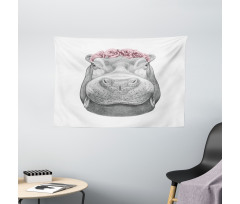 Sketch Animal Portrait Wide Tapestry