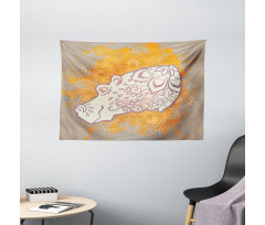 Hippo Design Floral Motifs Wide Tapestry