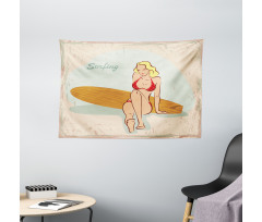 PolkDotted Bikini Wide Tapestry