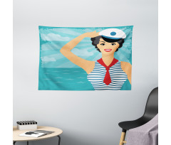 Smiling Sailor Girl Wide Tapestry