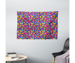 Rainbow Color Tone Heart Wide Tapestry