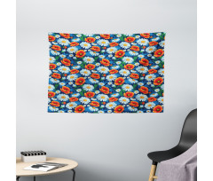 Vibrant Colored Poppies Wide Tapestry