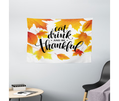 Autumn Thanksgiving Text Wide Tapestry