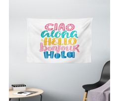 Hello Different Languages Wide Tapestry