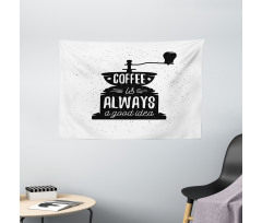Grungy Typography Coffee Wide Tapestry