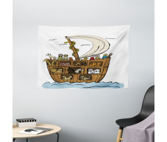 Ancient Flood Story Motif Wide Tapestry