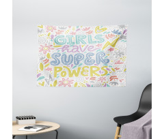 Boho Floral Girl Power Wide Tapestry