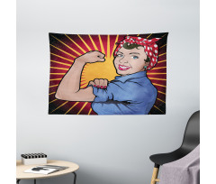 Retro Powerful Woman Wide Tapestry