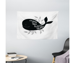 Ocean Whale Silhouette Wide Tapestry