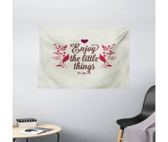 Retro Slogan and Flowers Wide Tapestry