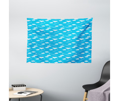 Blue Sky Clouds Planes Wide Tapestry