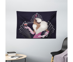 Fur Collar Lady Wide Tapestry