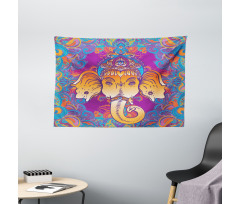 Ornamental Elephant Wide Tapestry