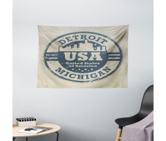 Detroit Michigan Stamp Wide Tapestry
