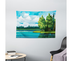 Forest Lake Clouds Wide Tapestry