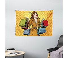 Pop Art Shopping Wide Tapestry