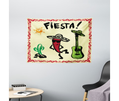 Mexican Party Red Pepper Wide Tapestry