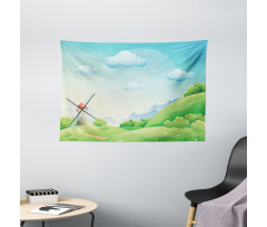 Cartoon Country Landscape Wide Tapestry