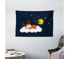 Reindeer Sleeping in Sky Wide Tapestry