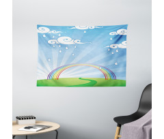 Sun Beams Behind a Hill Wide Tapestry