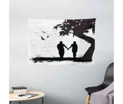 Couple Romance Theme Wide Tapestry