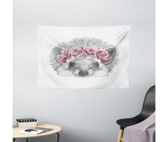 Hand Drawn Romantic Wreath Wide Tapestry