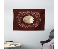 Leaf and Berry Wreath Wide Tapestry