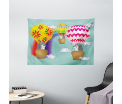 Animals in Balloons Wide Tapestry