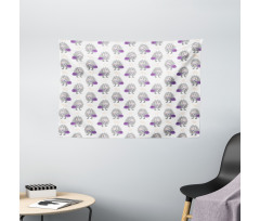 Hipster Animal Pattern Wide Tapestry