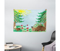 Rising Sun Above Trees Wide Tapestry