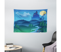 Lonely Castle Wide Tapestry