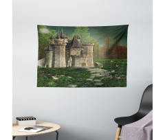 Fairy Castle Design Wide Tapestry