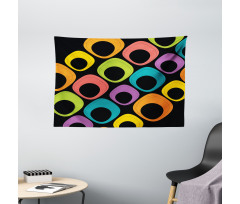 Colorful Oval Motifs Wide Tapestry
