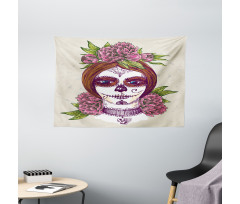 Girl with Makeup Wide Tapestry