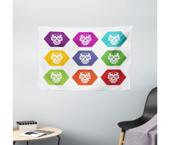 Hexagon Tiles Skull Wide Tapestry