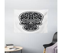 Tribal Style Skull Wide Tapestry