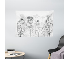 Medical Herbs Pattern Wide Tapestry